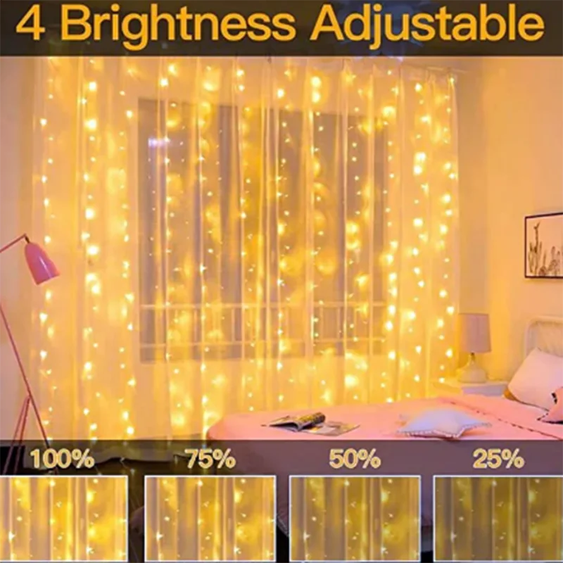 ستارة نافذة ضوء ليد ، زينة الكريسماس ، ضوء إكليل ، ريموت ، يو إس بي ، 5 فولت ، 3 × 3 متر ، مصابيح ليد ، جديدة ، #2