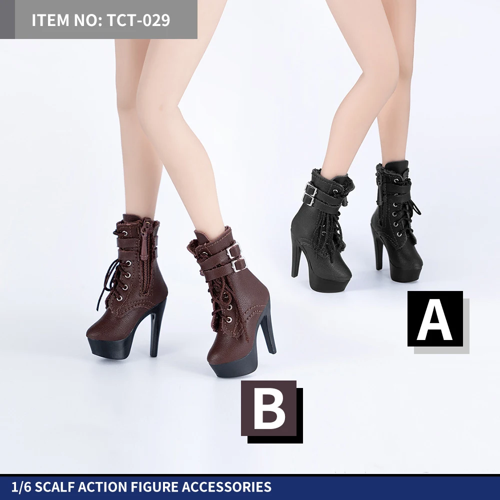 1/6 Scale Female Action Figure High-Heeled Boots High Quality Handmade Toy Doll Boot 1/6 Doll Ankle Boots Doll Shoes Accessories