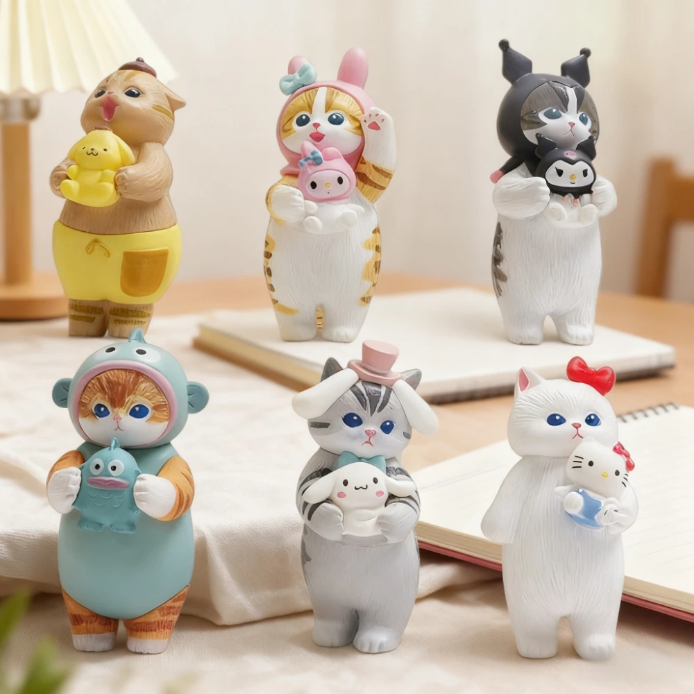 

Sanrio Kuromi Shark Cat слепая коробка мини-фигурка набор милый автомобильный приборная панель украшение для домашнего стола коллекционные игрушки для детей подарки для девочек