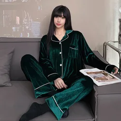 Women's winter golden velvet warm and thickened women's autumn and winter two-piece set large-size loungewear