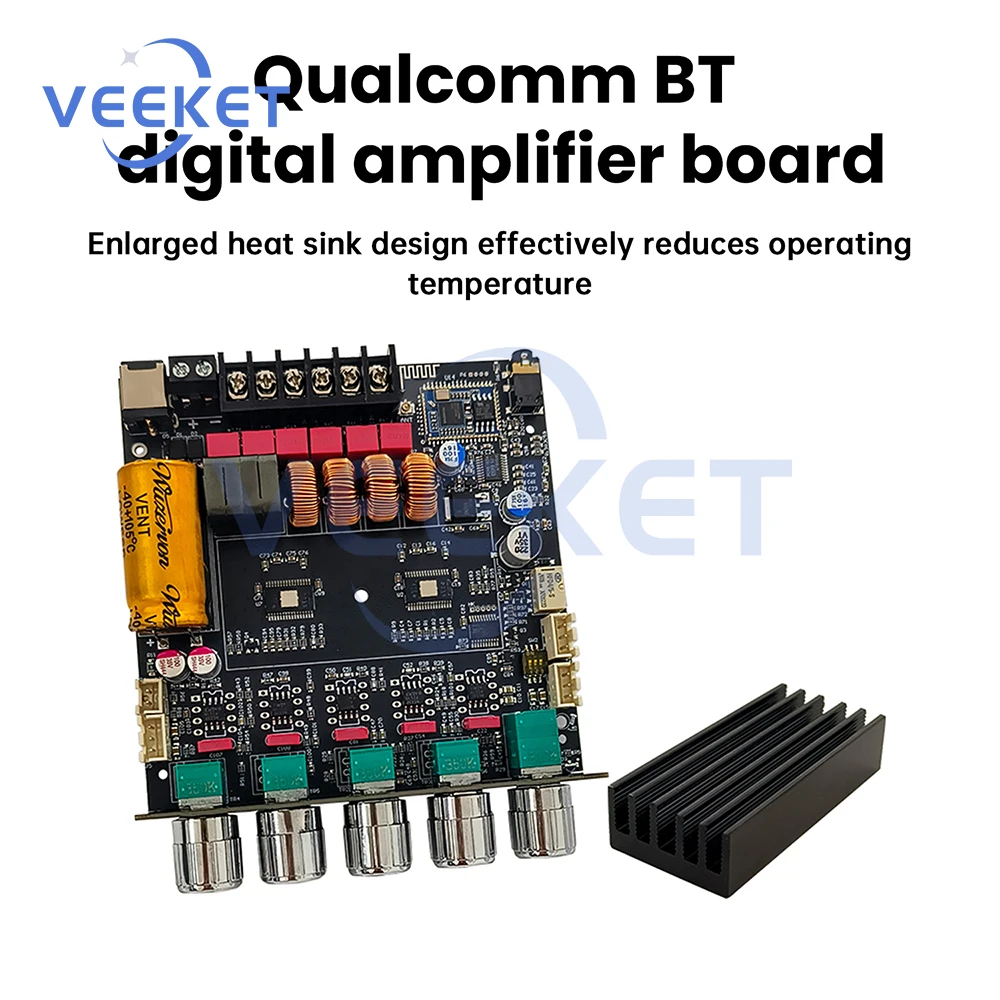 

2.1 Channel Qualcomm Bluetooth Amplifier Board 50W+50W+100W Digital Power Amp Module with APTX Lossless DAC Audio TPA3116