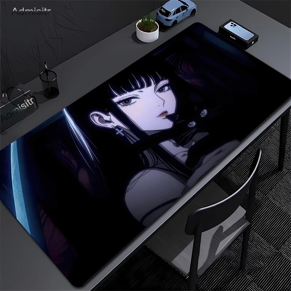 Dark Girl Anime XXL Mouse Pad Oversized Gaming Keyboard Pads Gaming Accessories Thickened HD Desk mat Lock Edge Rubber Mousepad