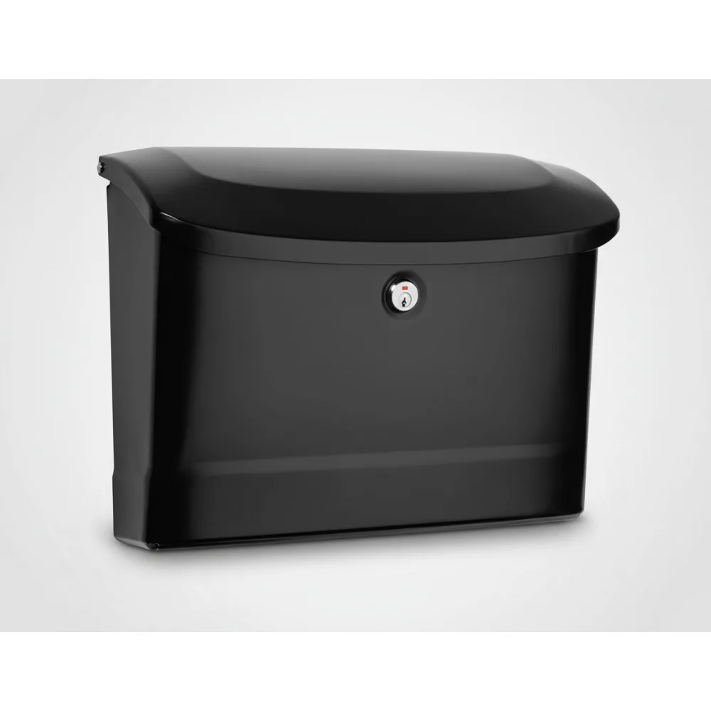 

Locking Wall Mounted Mailbox, Galvanized Steel Outdoor Drop Box with Key, Black Medium Size for Home Security