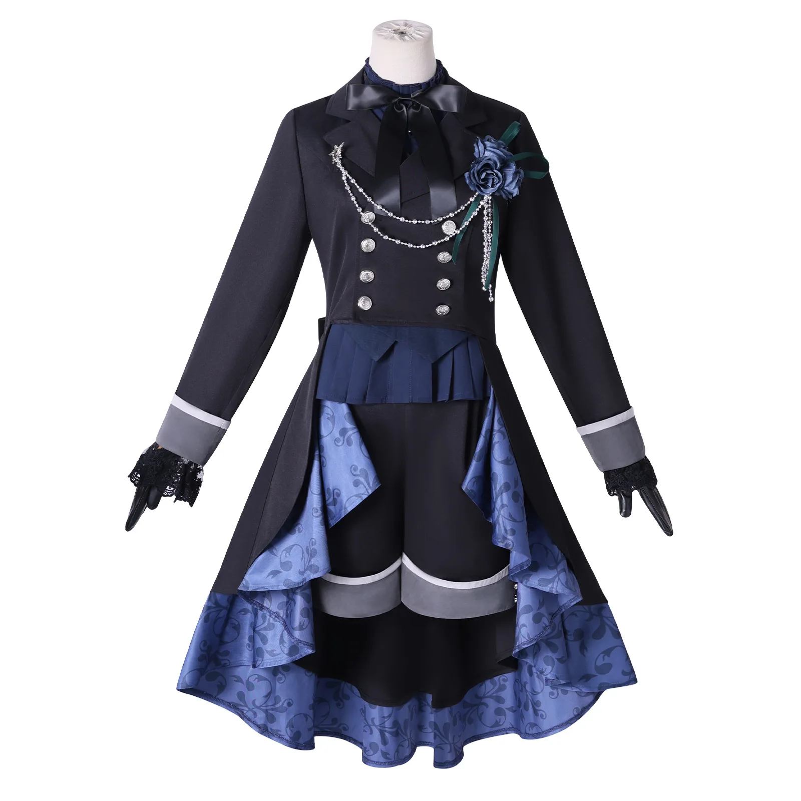 In Stock Ciel Phantomhive Cosplay Costume Black Rose Ciel Phantomhive Wig Halloween Party Suit