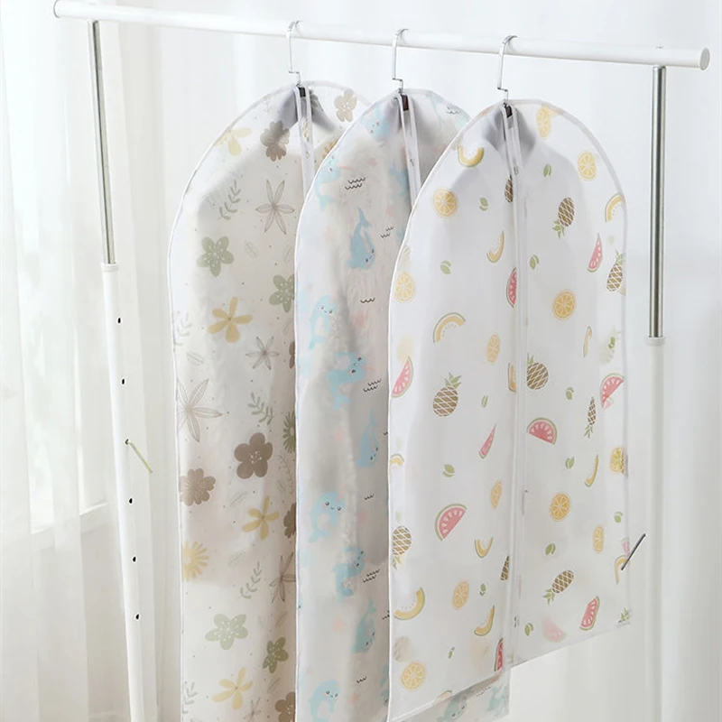 

Cartoon Printing Clothing Hanging Storage Bag Moisture Proof Coat Dress Dust Cover Dormitory 3 Sizes Clothes Protector Case 5PCS