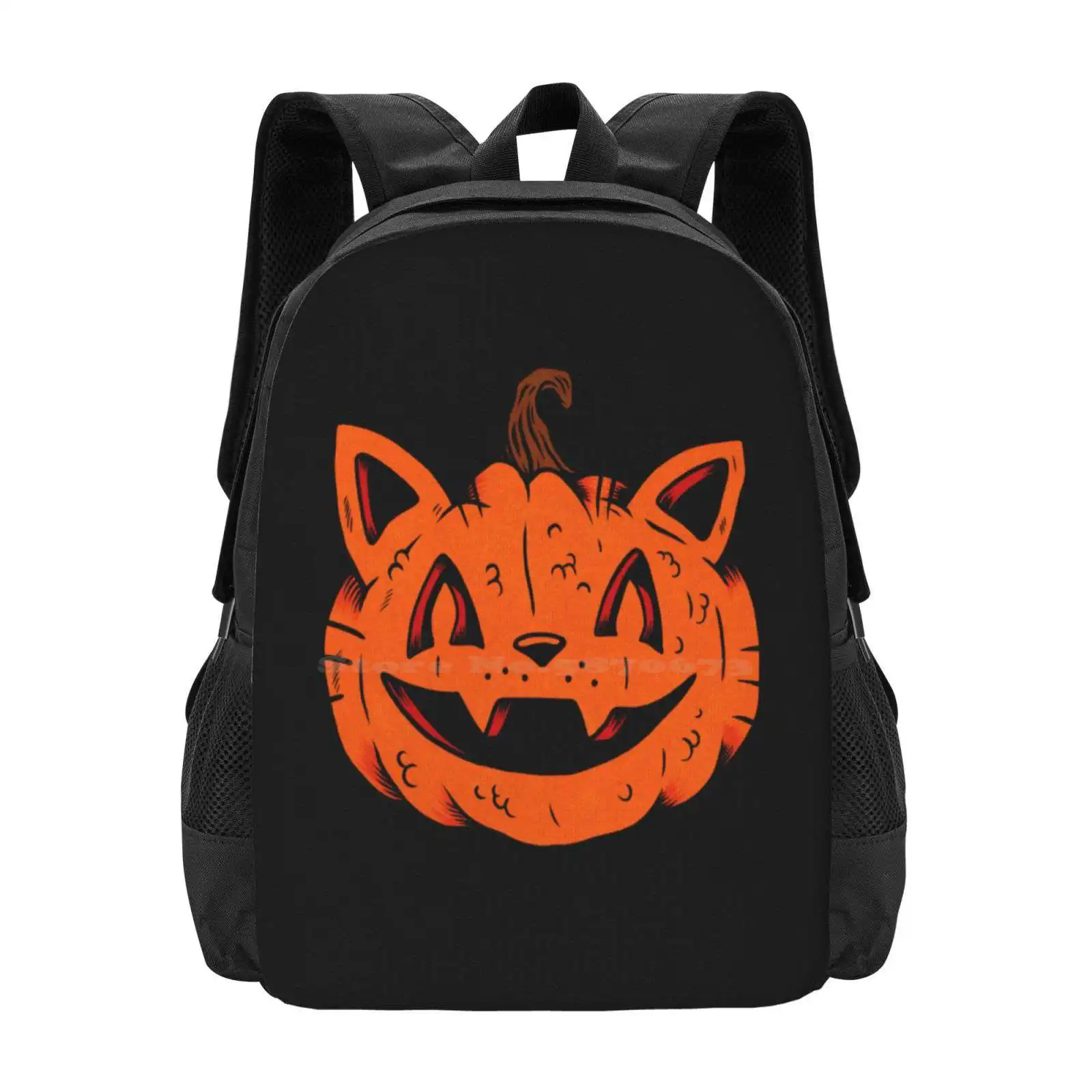 

Happy Pumpkin Cat Hot Sale Backpack Fashion Bags Happy Cat Kitty Kitten Pumpkin Great Halloween Orange Smile Laugh Old Best