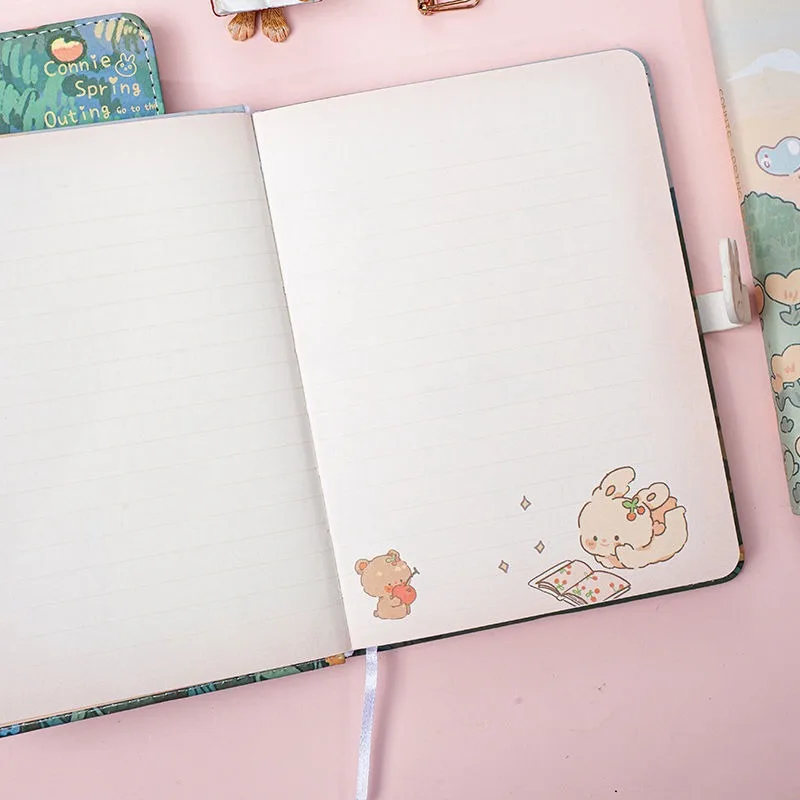 A5 Notebook with Gold Foil Cute Rabbit Design,192 Pg Full-Color Kawaii Journal,Softcover Diary,Aesthetic Writing Notebook