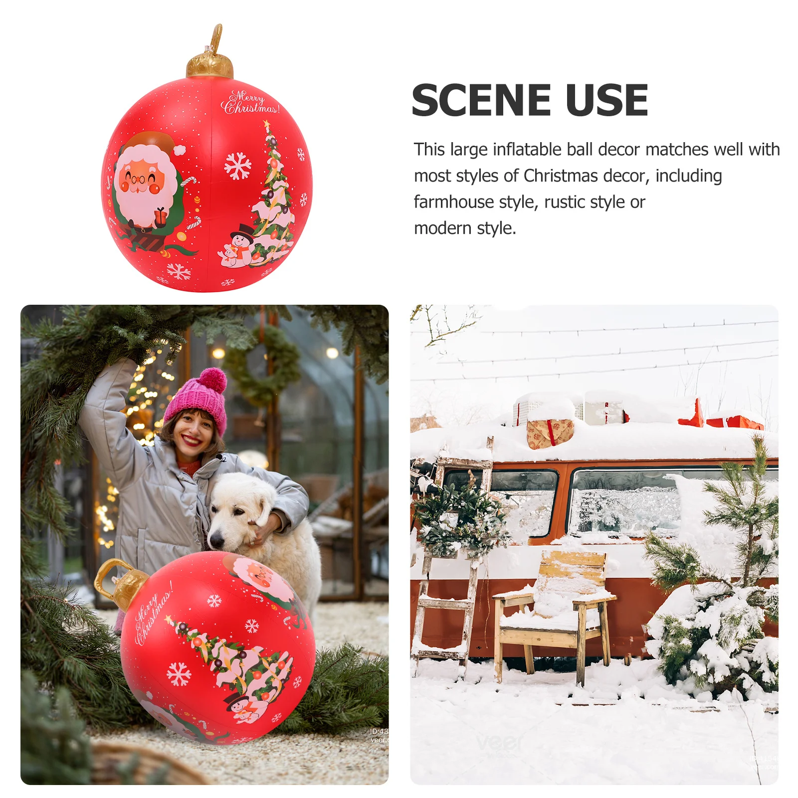 

FELTECHELECTR Christmas Set Inflatable PVC Outdoor Yard Patio Decorations Ornaments Large