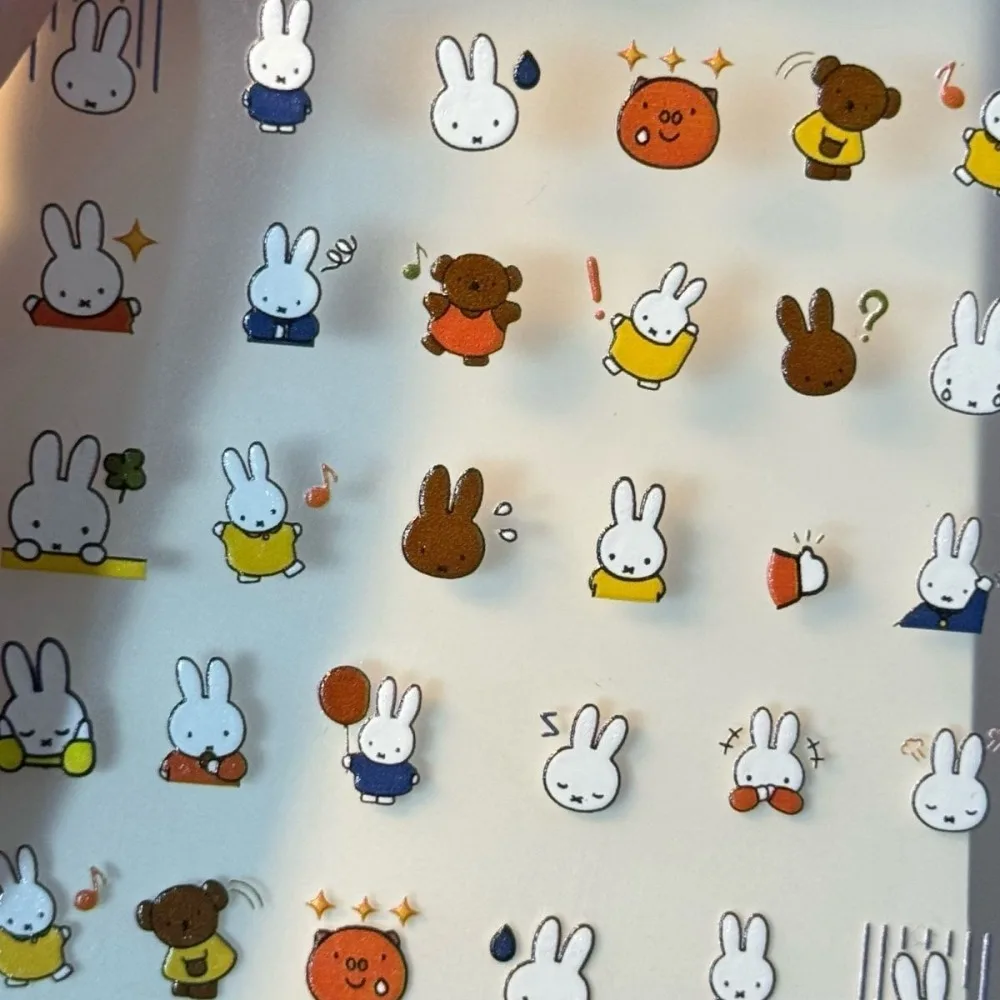 Kawaii Miffy Cute Embossed 3D Waterproof Stickers Nail Stickers Water Bottles Tablets DIY Decorative Stickers Gift Toy for Girl - view 4