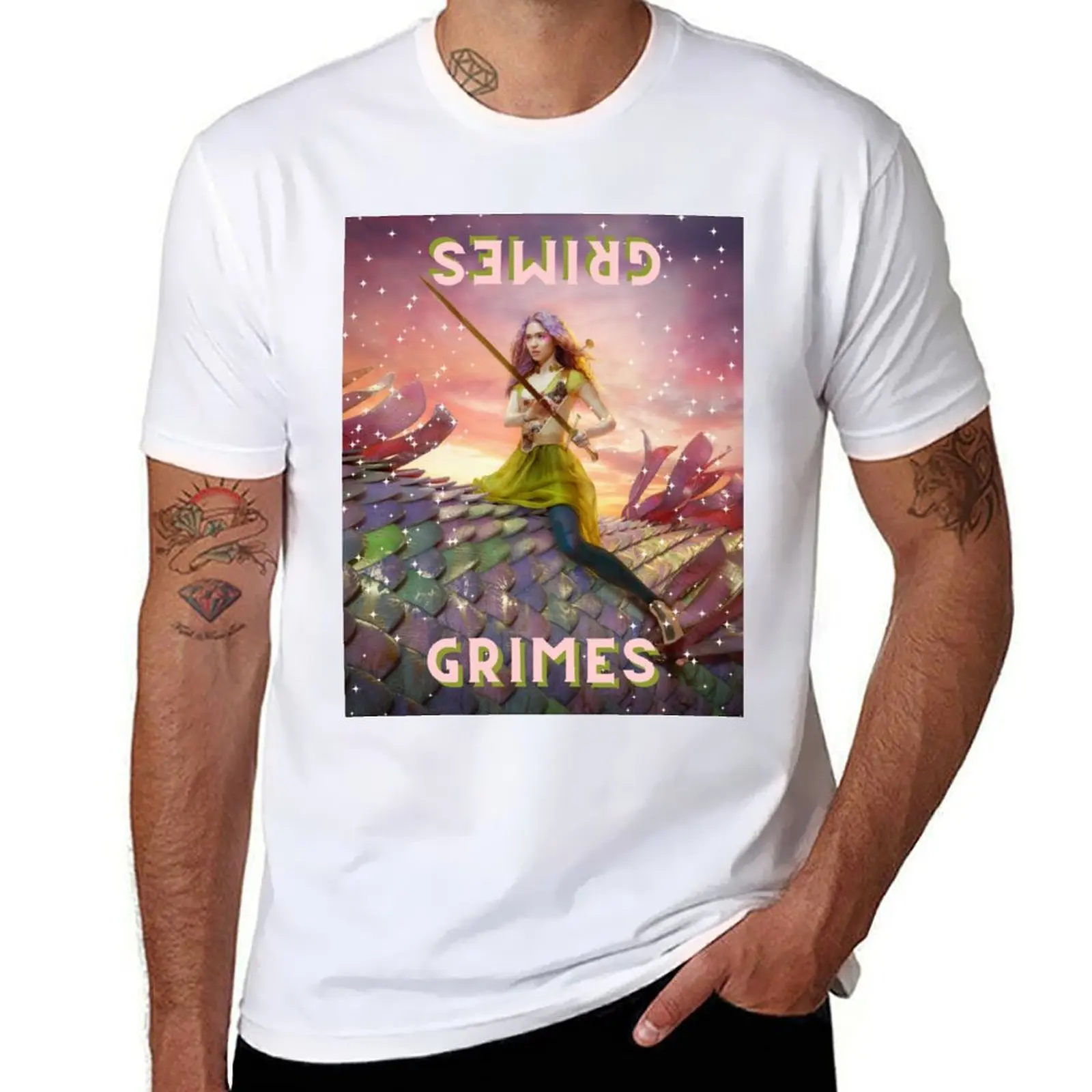 

Grimes Dragon Poster T-Shirt t shirts for man slim fit man t shirt cotton t shirt custom print T-shirt