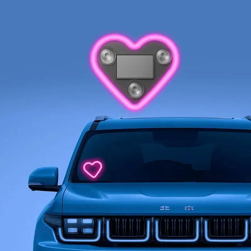 

Solar Powered Wireless LED Triangle Heart Shape C-Pillar Neon Light for Car Interior Decor Eco-Friendly Modern Stylish Look