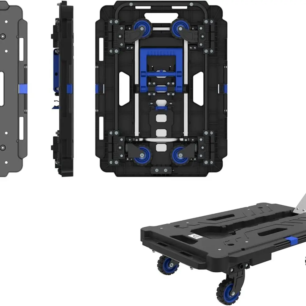 Juego de carritos con plataforma plegable: paquete de 2, carritos con ruedas ajustables para un fácil montaje (24,4x17,7 + 24,2x18,1)