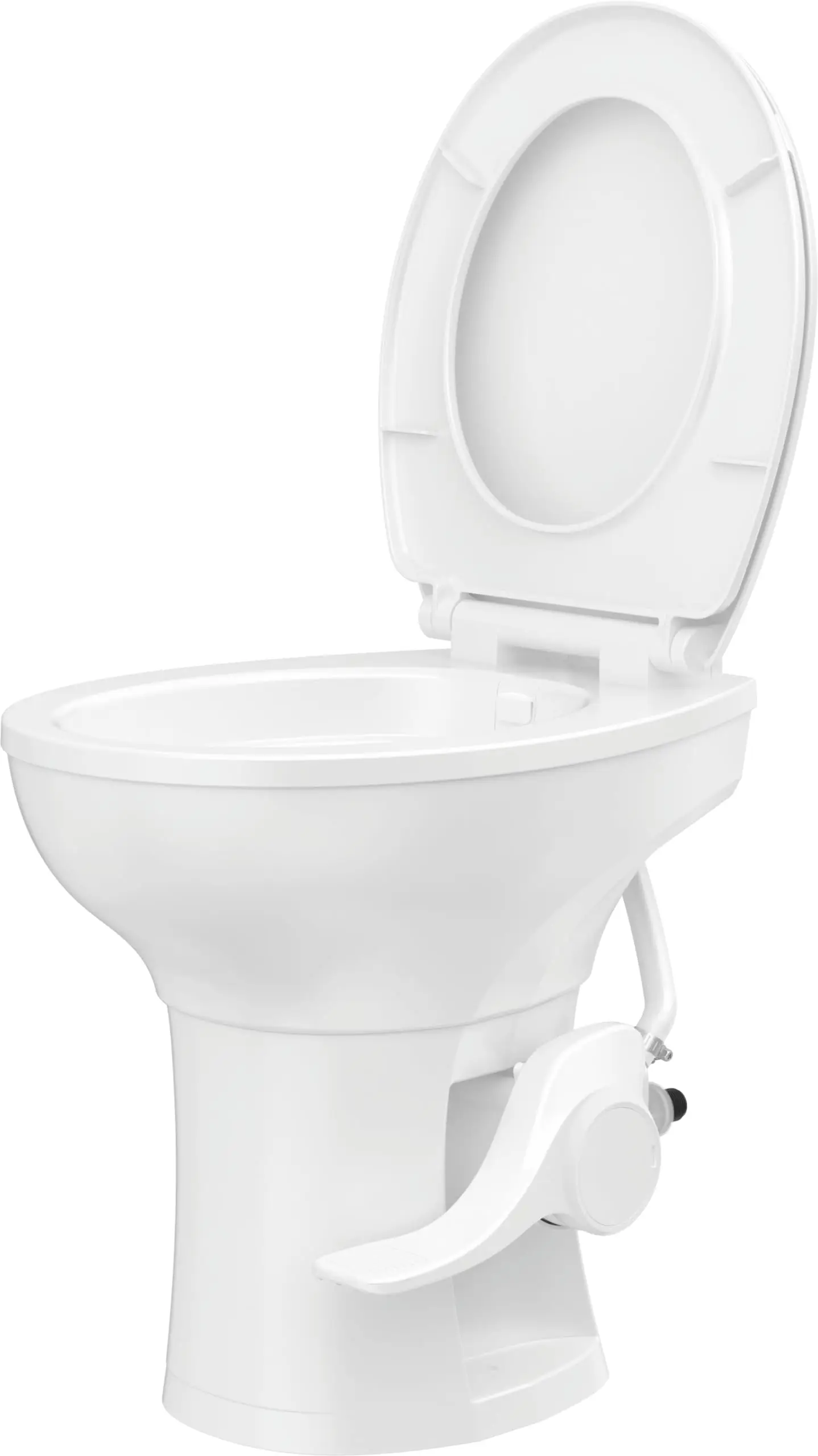 PMTP RV Toilet Stand Height Plastic Foot Flush White