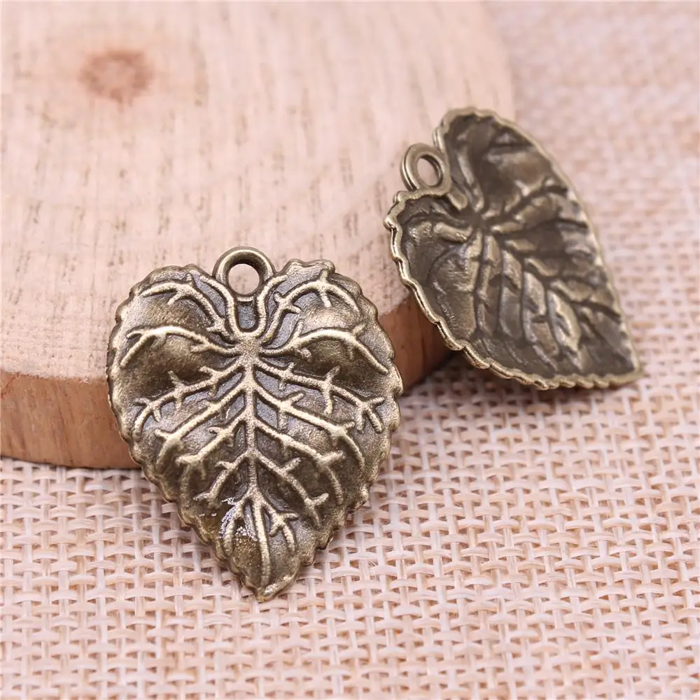 10pcs Charms 26x21mm Leaf Charms For Jewelry Making DIY Jewelry Findings Antique Bronze Plated Alloy Charms Pendant