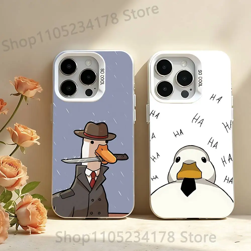 

Funny D-DucK Goose CUTE Phone Case For iPhone 17,16,15,14,13,12,11,Pro,Max,Plus,SE,Air,Mini Anti Fall White Bumper