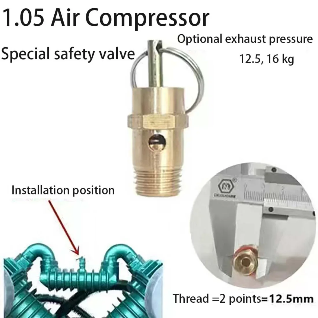 Air Compressor Safety Relief Valve Pressure Release Regulator For Pressure Piping NEW 1PC