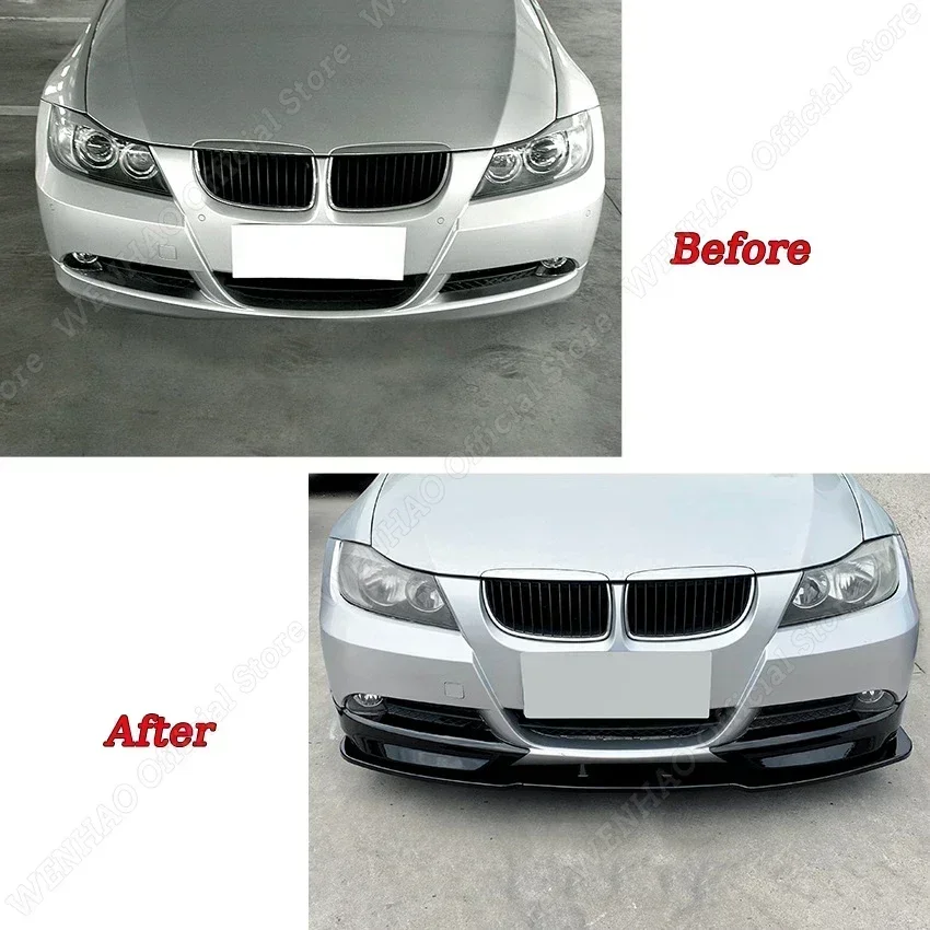 5PCS Car Front Bumper Lip Splitter Diffuser Body Kit Spoiler Bumper Guard Protector For BMW 3 Series E90 E91 2005-2008 Tuning