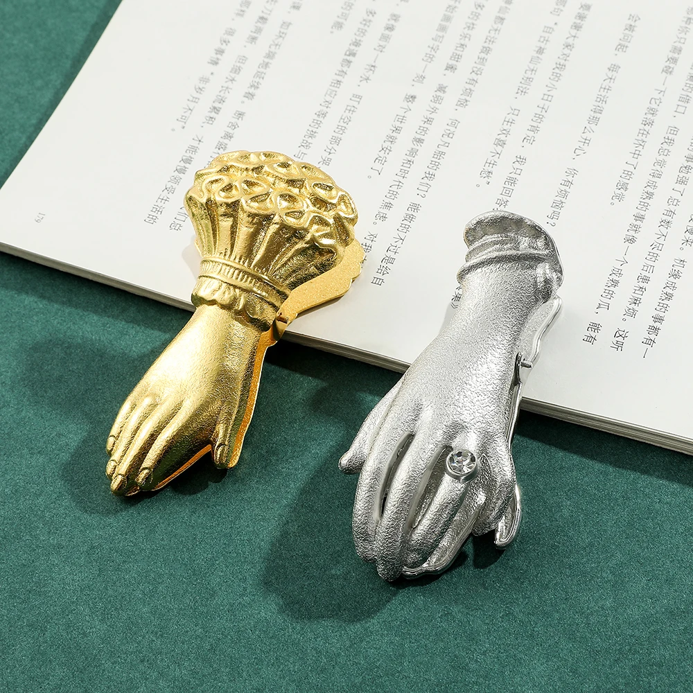 New Gold and Silver Palm Retro Women's Bookmark Wealth Hand Metal Bookmark Girl Lover Gift Stationery Collection Gift