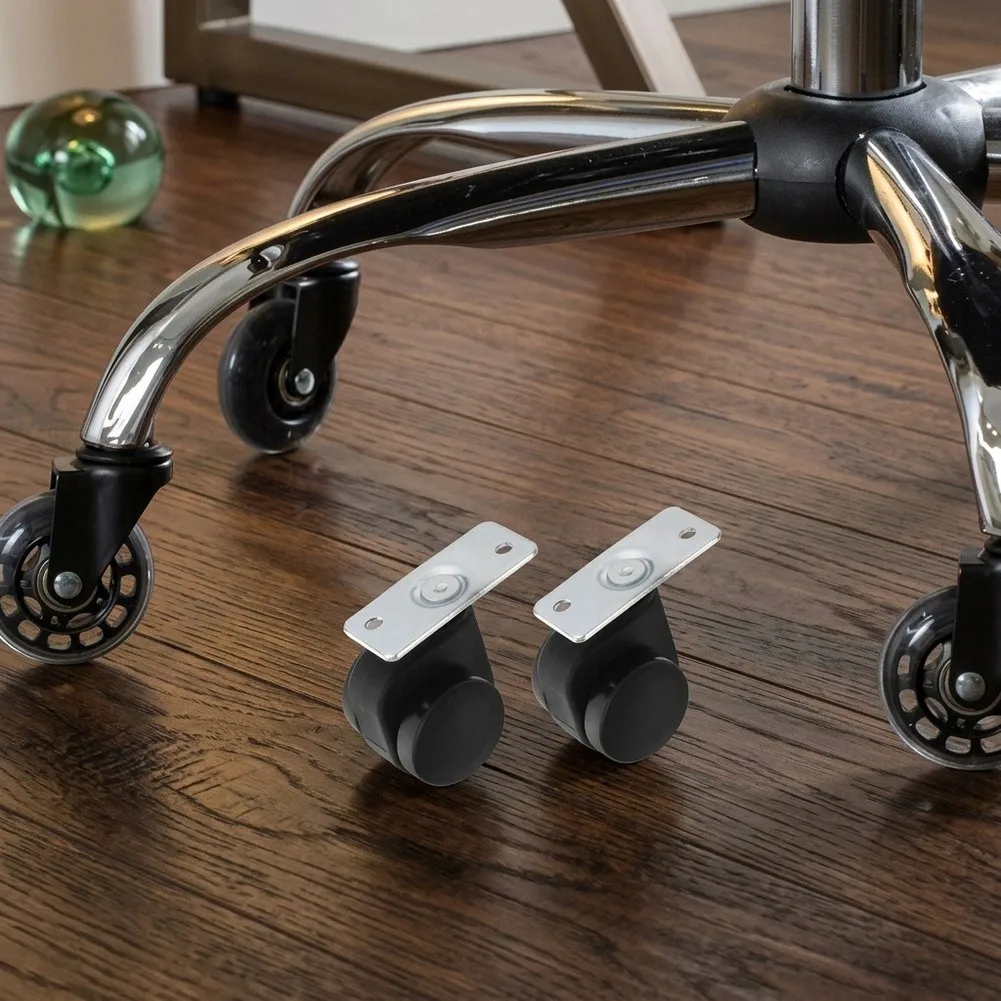 Black Gravity Stop Wheel Locking Desk Wheel Minimal Disruption Reliable Mobility Solid Metal Construction For Desk Chairs