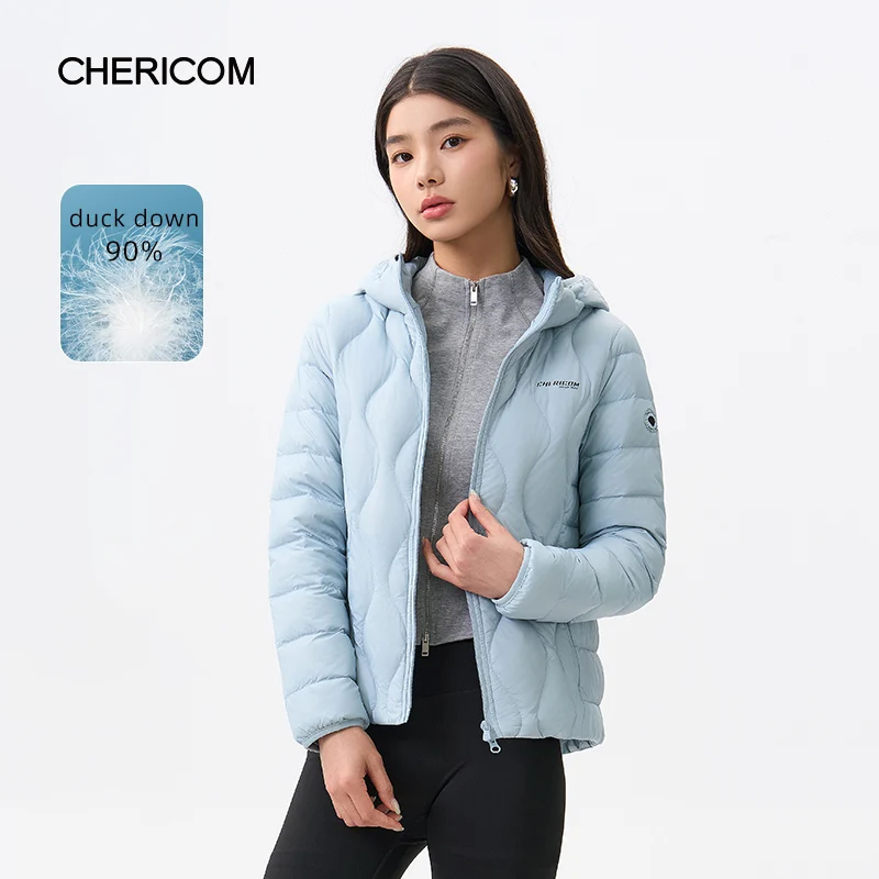 Chericom jaqueta feminina leve com capuz inverno quente puffer casual outerwear à prova de vento demi-temporada casaco sólido y309005y