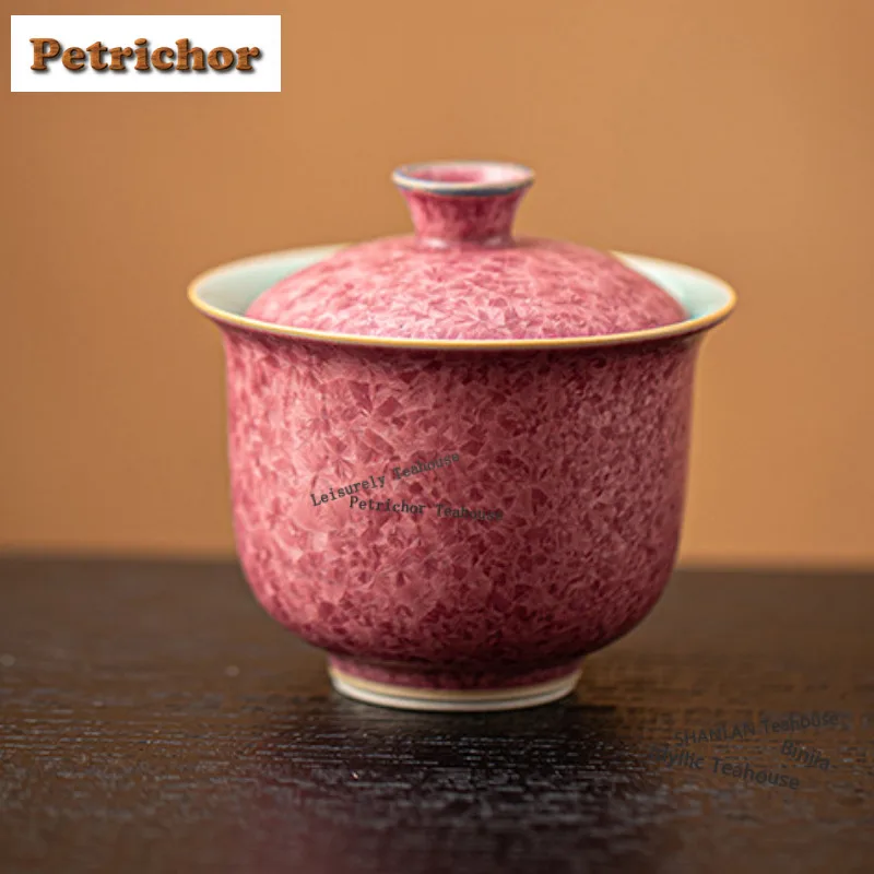 

140 мл Печ Fambe Crystal Glaze Gaiwan Традиционная чайная подставка Чайная чаша с набором крышек Чаша для приготовления чая Посуда Украшения