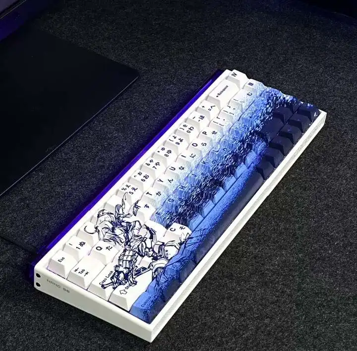 Custom Fantasy Sword Maiden Theme Keycaps, Original Factory PBT Dye-Sublimated, Elegant Line Art Anime ACG Style Gift