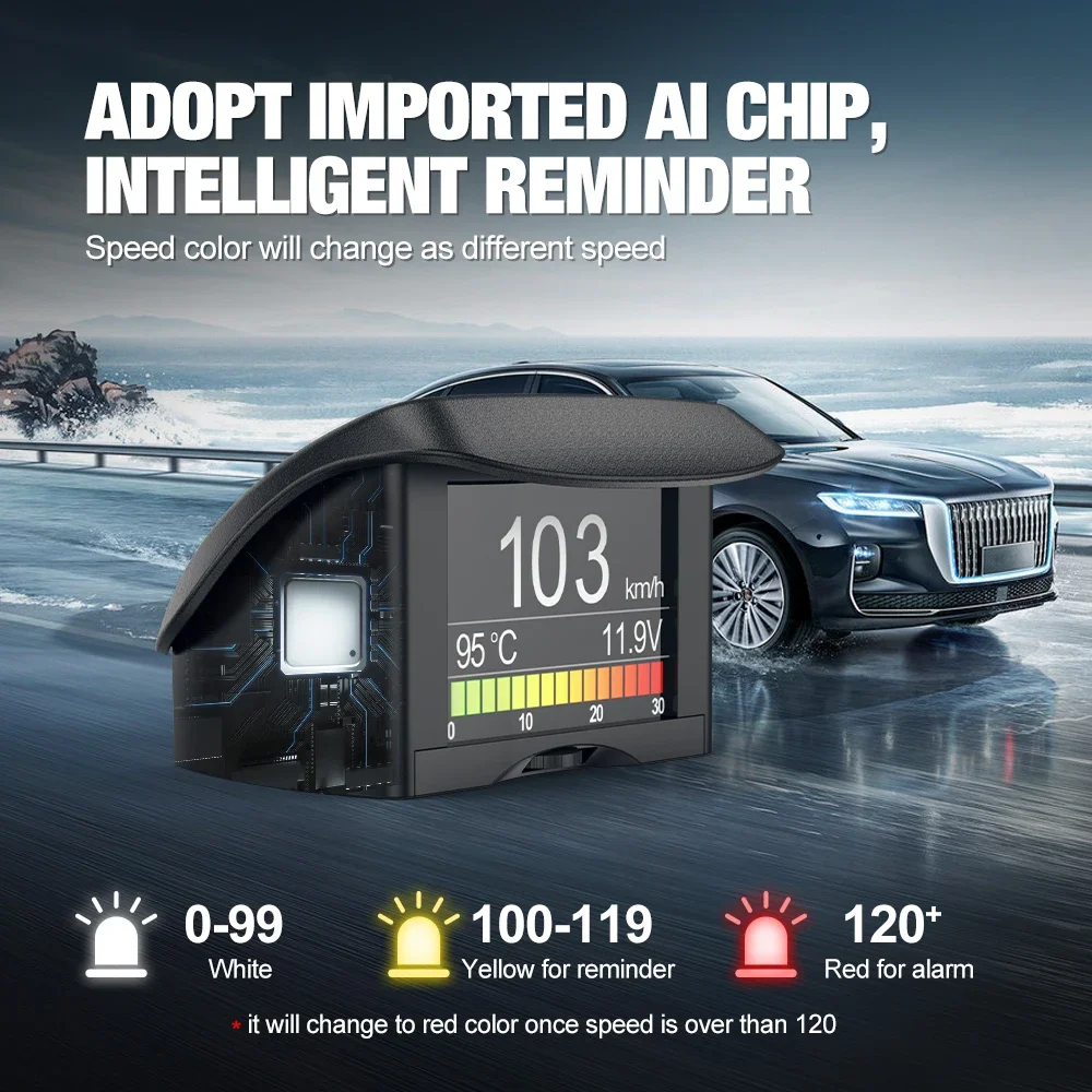 Ancel A202 2026 Car Engine Diagnostic Instrument Head-Up Display Speed Water Temperature Fuel Consumption OBD Placement Clock