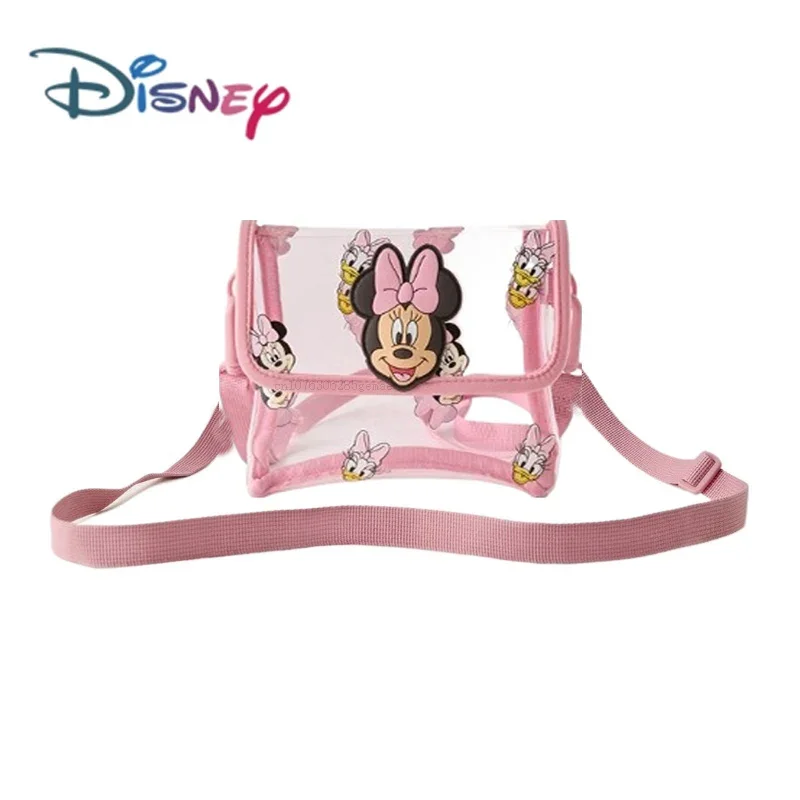 New Disney cartoon Minnie, cute and fashionable mini crossbody bag, casual and versatile transparent children\'s shoulder bag