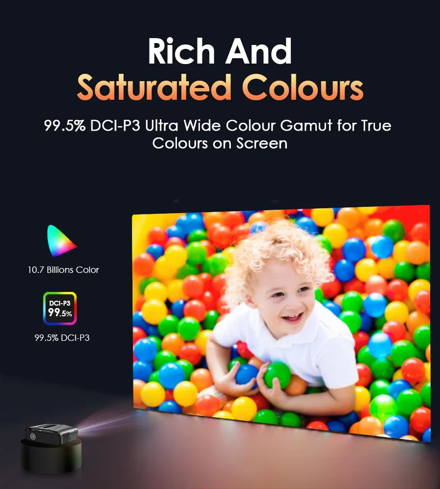 جهاز عرض تلفزيون 4K للهواتف الذكية أندرويد 9.0 بلوتوث واي فاي لأجهزة عرض المسرح المنزلي جهاز عرض شعاع الفيديو للخارجية 1480ANSI