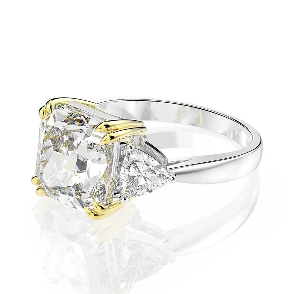 FIRERING Super Flash 5ct 10MM High Carbon Stone Women Ring S925 Silver Luxury Premium Jewelry Gift