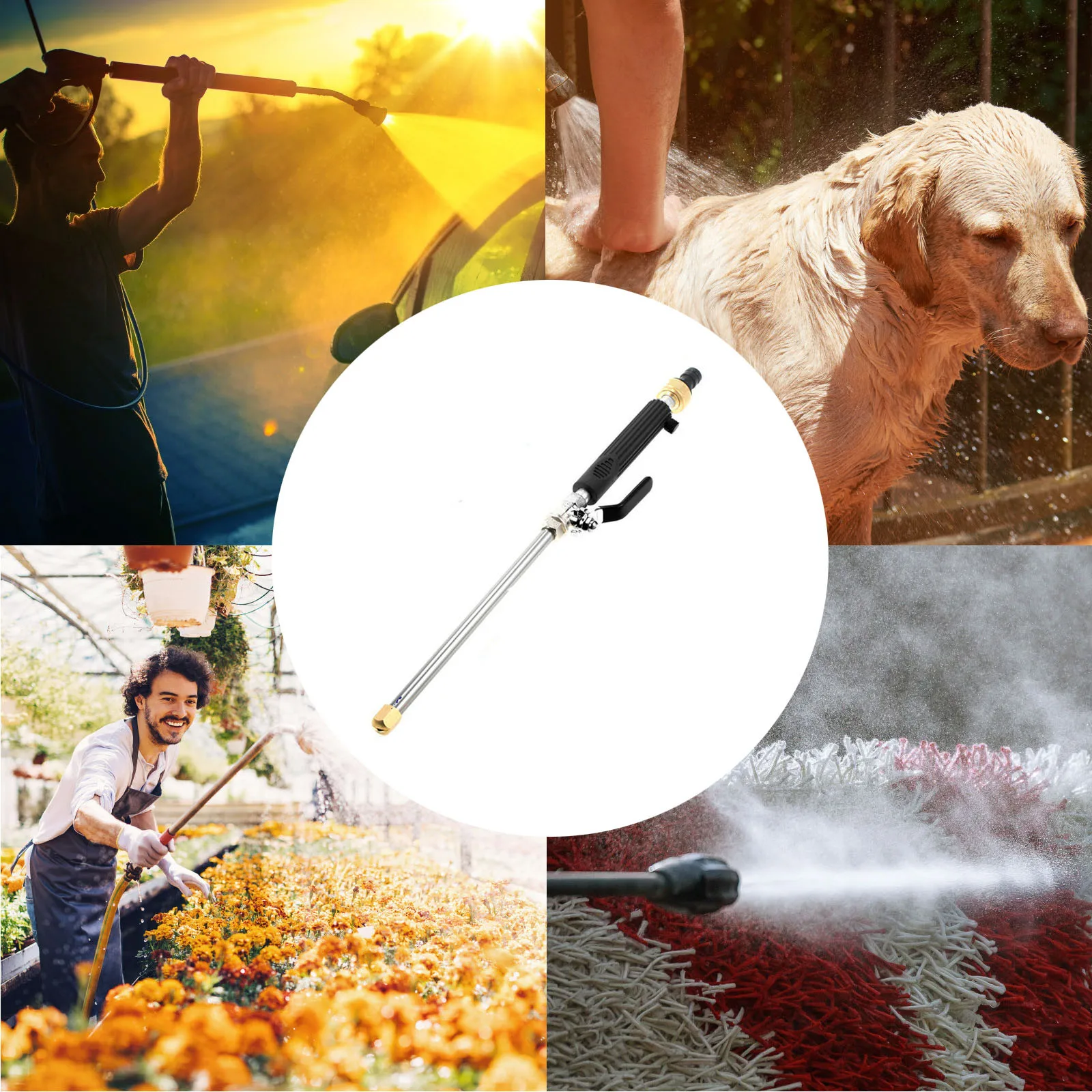 Garden Hoses Adjustable Metal Outdoor Garden Hose Nozzle High Pressure Water Sprayer Lawn Car Pet Washing Irrigation Tool T1