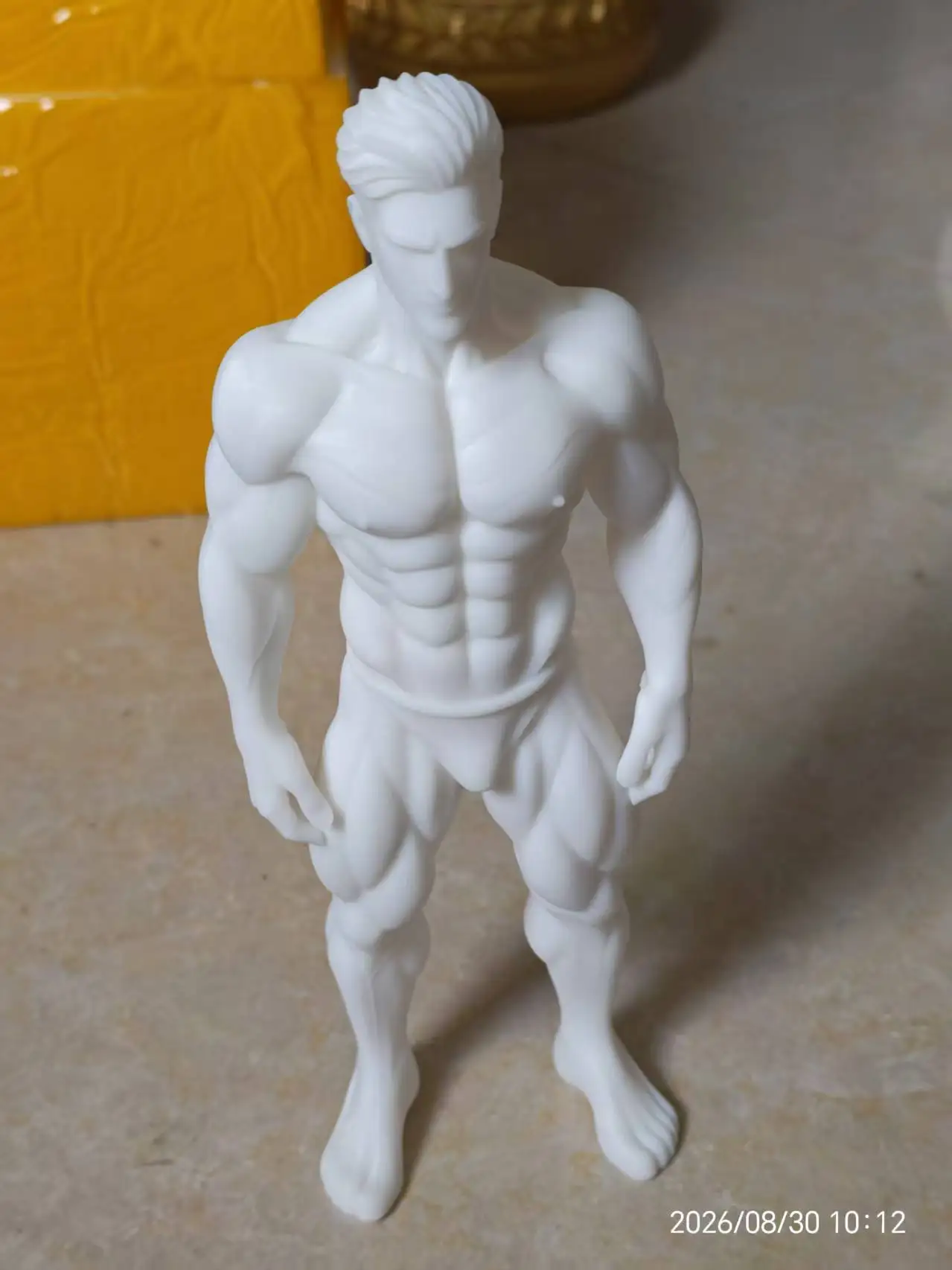 Muscular And Strong Short-Haired Figure With Well-Developed Muscles, 3D Printed White Model, Fitness Desk Decoration Item