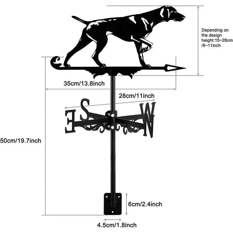 Animal Wind Vane Metal Animal Dog Ornament Standing Roof Wind Direction Indicator For Outdoor Garden Yard Shed Home Fence Post view 6