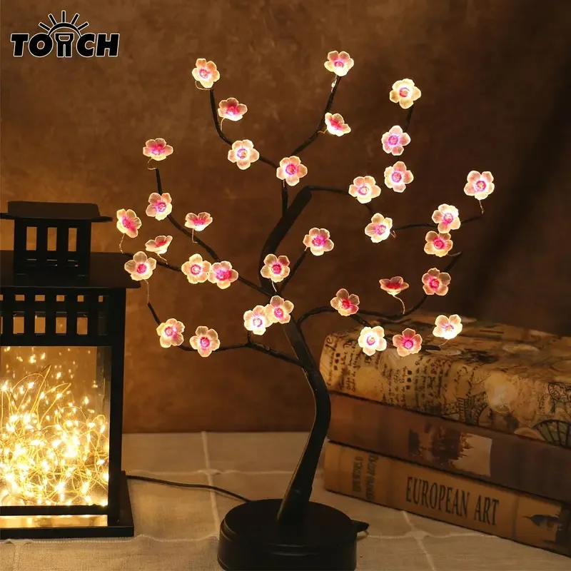 

1pc Cherry Blossom Bonsai Tree Light, Decorative Christmas Night Lights, Fairy Tree Lights USB Or AA Battery Powered DIY Artific