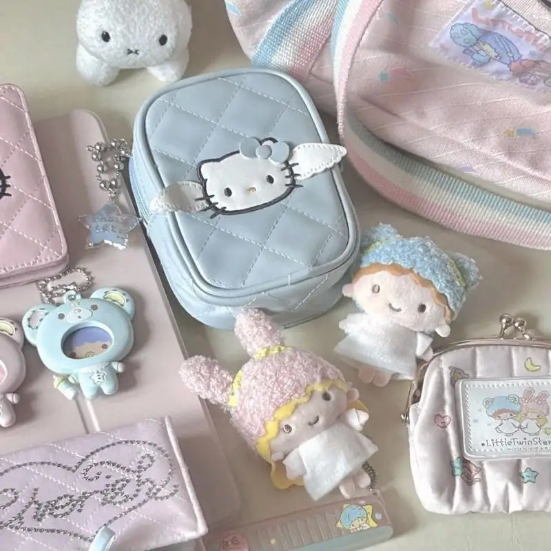 Nowa torba do przechowywania Kawaii Anime Japanese and Korean cute angel Kitty diamond grid bag Hello Kitty card camera bag CCD storage bag