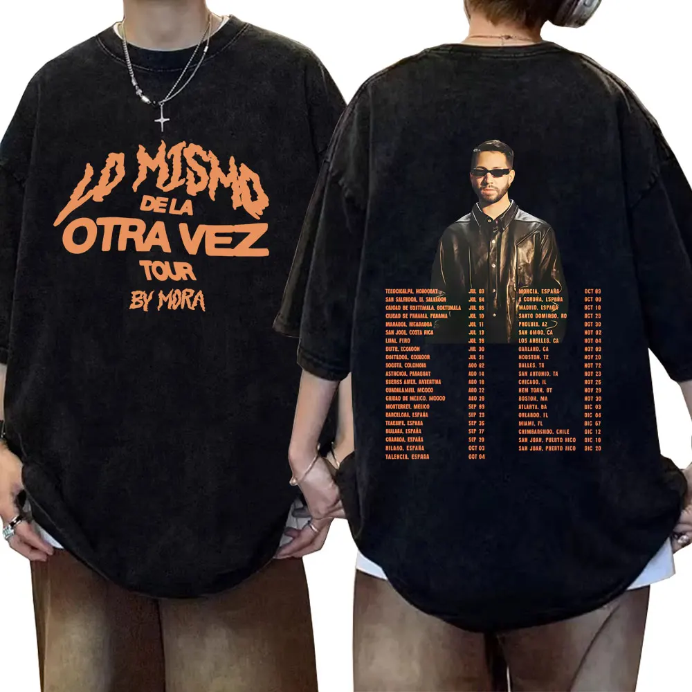 

Washed Vintage Rapper Mora Lo Mismo De La Otra Vez Tour 2025 T-shirt Men Women Hip Hop Fashion Pop Music T Shirt Tops Streetwear