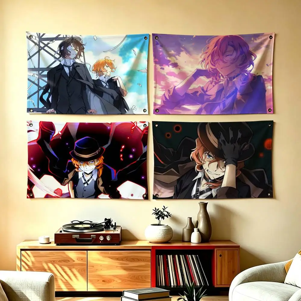 Classic Bungo Stray Dogs Anime  Flags for Bedrooms Home Decor Items Outdoor Decors Garage Decoration Flaga