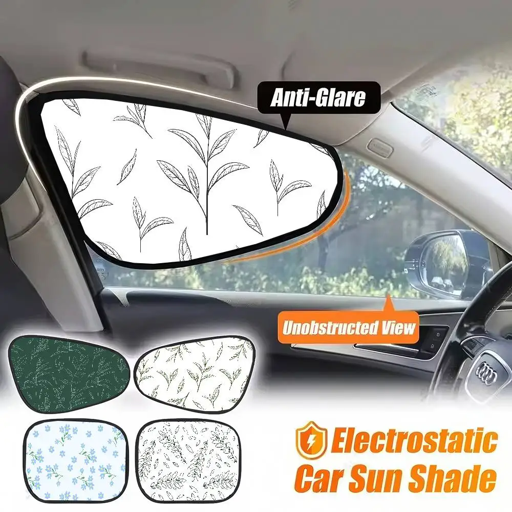 

Plant Leaf (Green) Print Car Side Window Sunshade - Summer Sunscreen, UV Protection, Baby Curtain