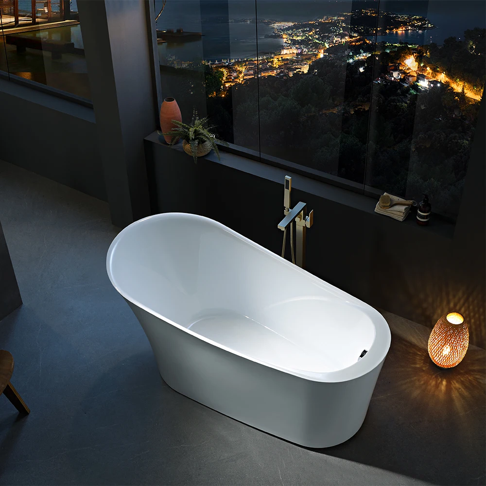 Hot Sale Custom Size White Modern Design, Bath Adult Soaking Acrylic Freestanding Portable Hotel Use