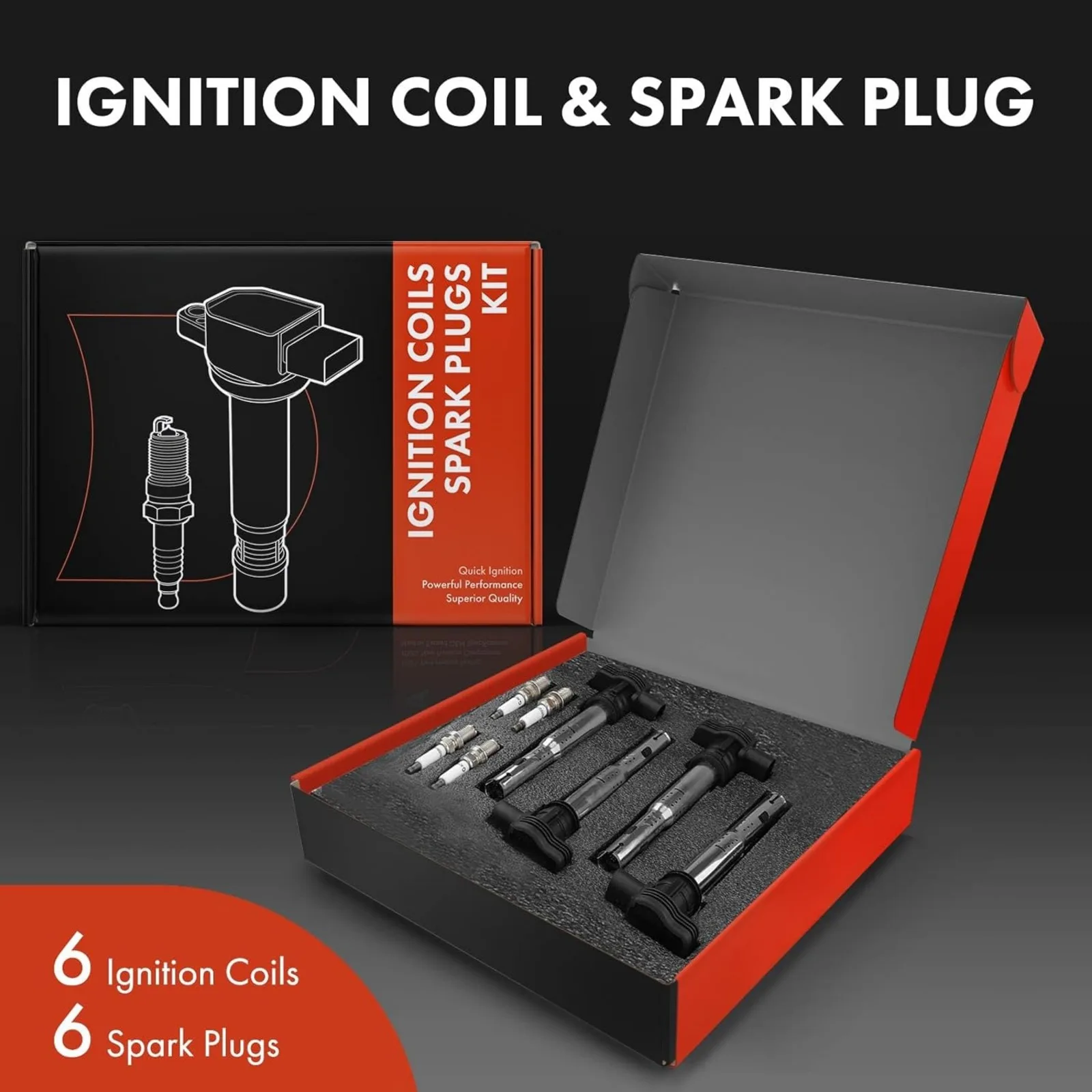 US  Set of 4 Ignition Coil Pack and Iridium Spark Plugs Compatible with Audi A3 2004-2013, A4 2005-2016 & Volkswagen Jetta 2005