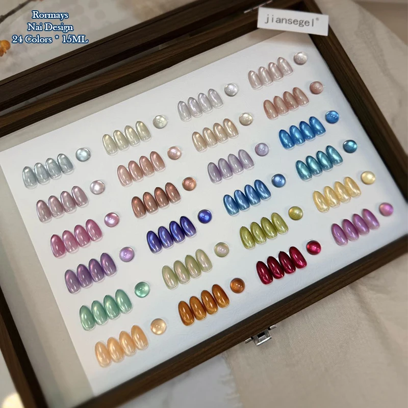 

Jiansegel 24 Colors Cat Eye Gel Nail Polish Flower Eyeliner Series High-Gloss Cat Eye Nails Polish for DIY Home & Salon Nail Art