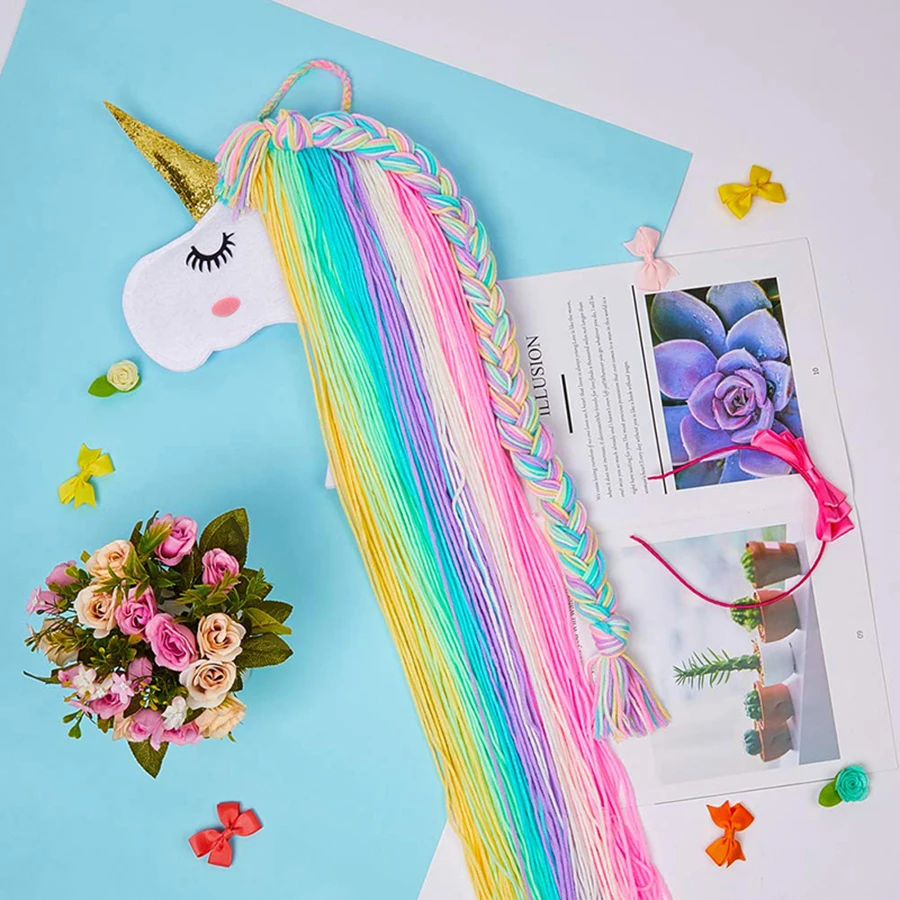 Unicorn, girl hair clip and hair accessory storage, room wall decoration, hair band storage rack, cute handmade felt view 5