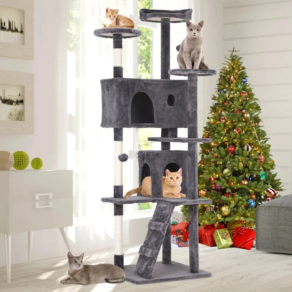 

70" Cat Tree Tower Furniture, Cat Condo, with Scratching Post, for Indoors