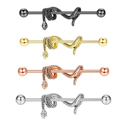 New Snake Industrial Barbell Earrings 14G 38mm Piercing Amphora Ear Bridge Earring Piercing Jewelry Ear Studs For Women
