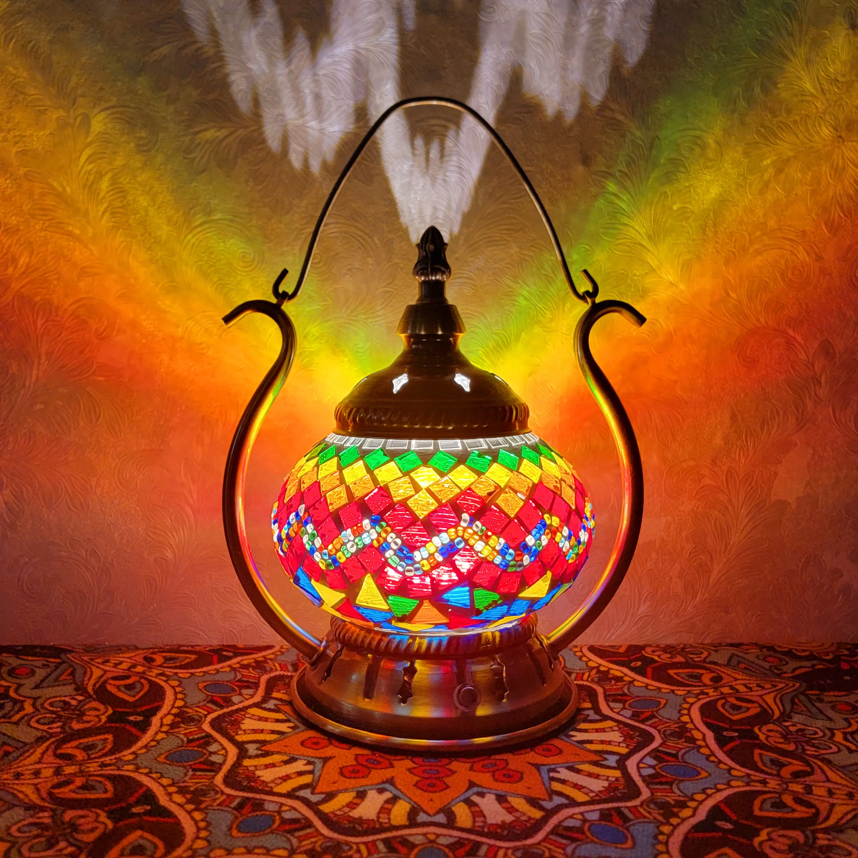 Exotic Mosaic Bedroom Romantic USB Charging Camping Turkish Portable Desk Lamp