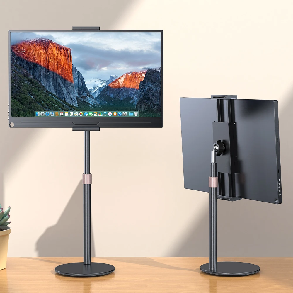 UPERFECT Rotating Portable Monitor Stand Height Adjustable Vesa Monitor Tablet Free Standing Low Profile Desk Mount up to 17.3