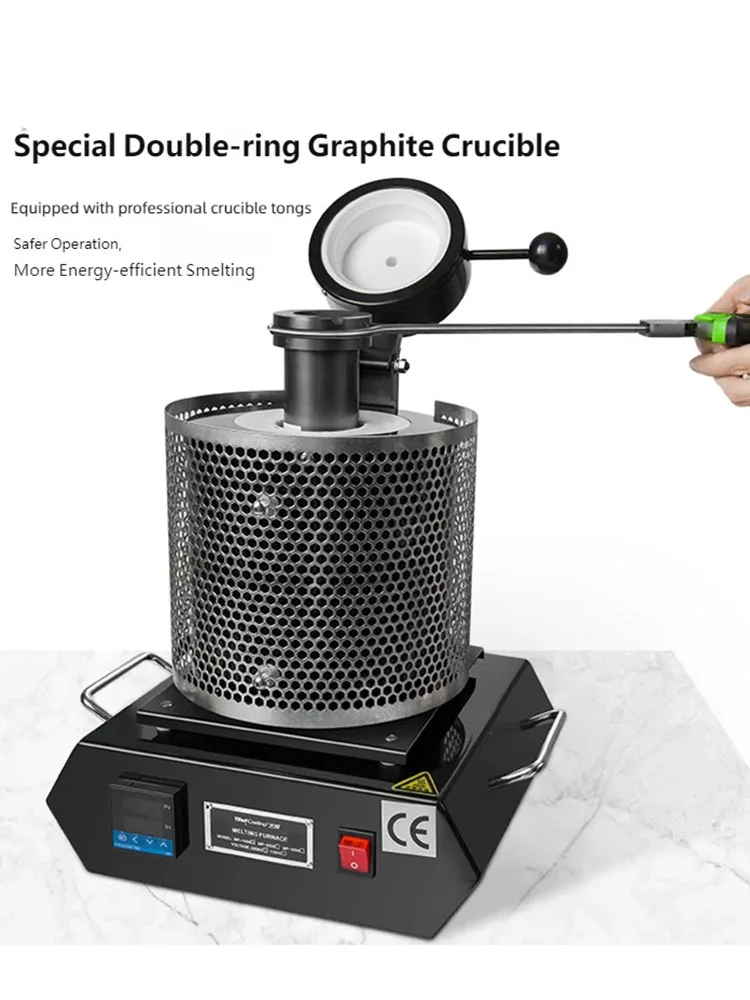 1 كجم فرن صهر الذهب 1150 ° فرن صب المعادن المدمج عالي الحرارة C لصهر خردة معدنية من الألومنيوم والنحاس الذهبي