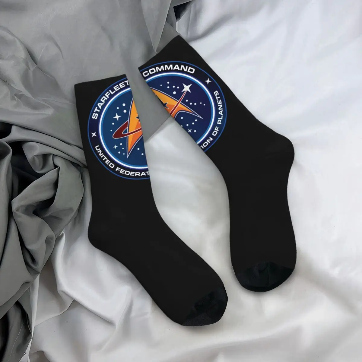 Star Treks Starfleet Theme Design Socks Merch All Seasons Cute Crew Socks Non-slip Best Gift for Space Movie Fan