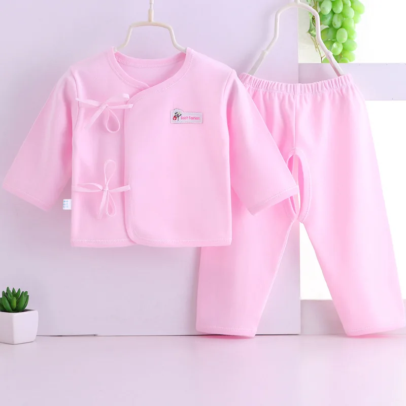 Newborn Baby Clothes Unisex Two-Piece 100% Cotton Underwear Suit Boy Girl Long Sleeve Soft Kid Pajamas 2Pcs Set Toddler A555