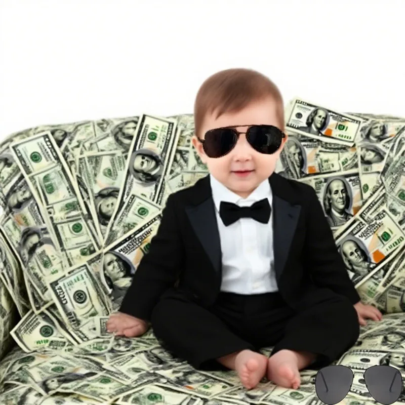 

Newborn BOSS Photography Set, Hip Hop Style Baby Boy's Vest & Bow Tie Two-Piece Outfit, Gentleman Photo Shoot Costume for Infant